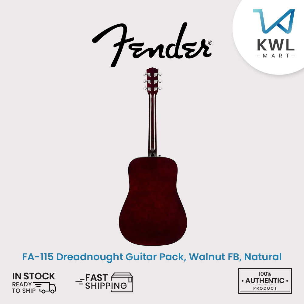 Fender FA-115 Dreadnought Acoustic Guitar Pack, Walnut FB, Natural - Image 3