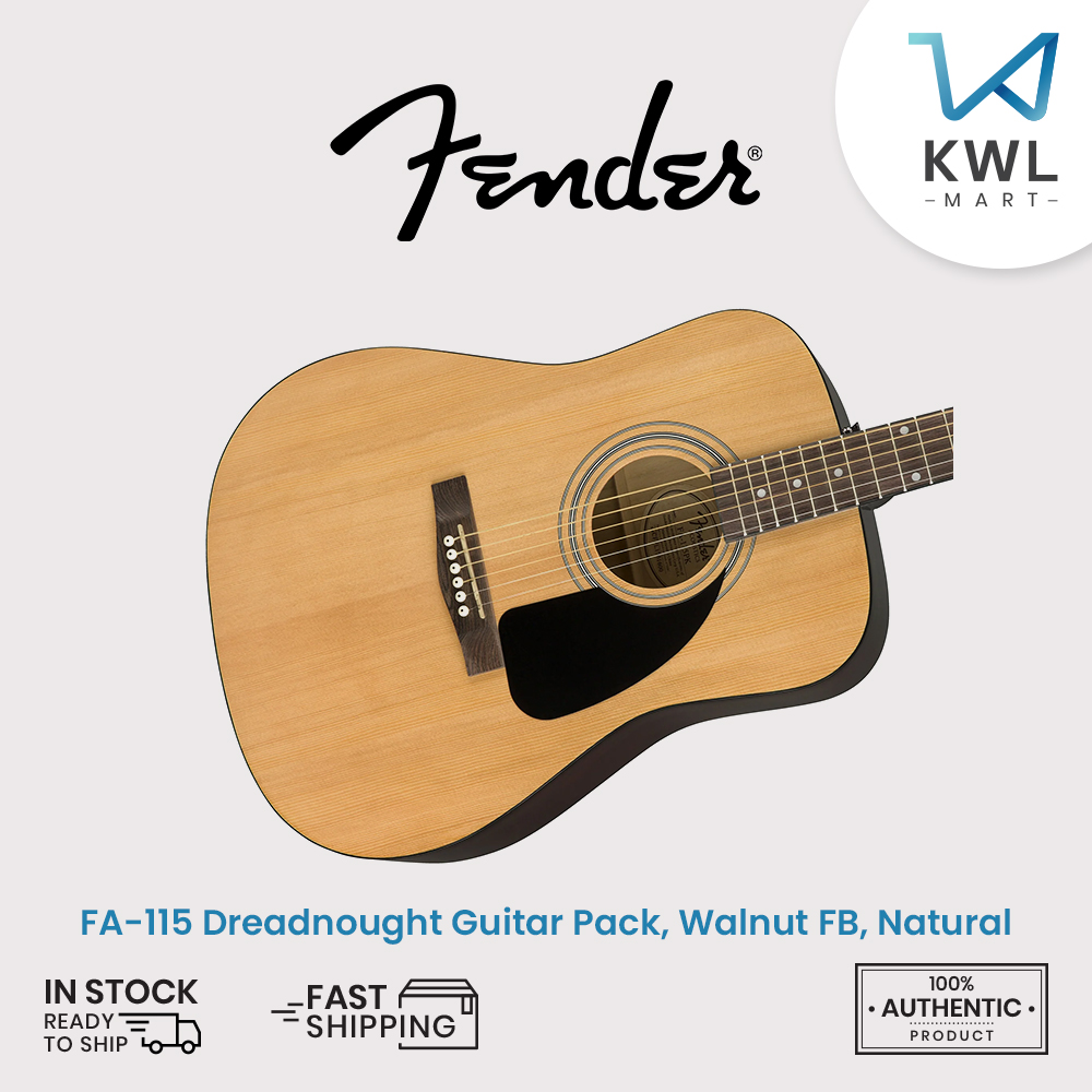 Fender FA-115 Dreadnought Acoustic Guitar Pack, Walnut FB, Natural - Image 4
