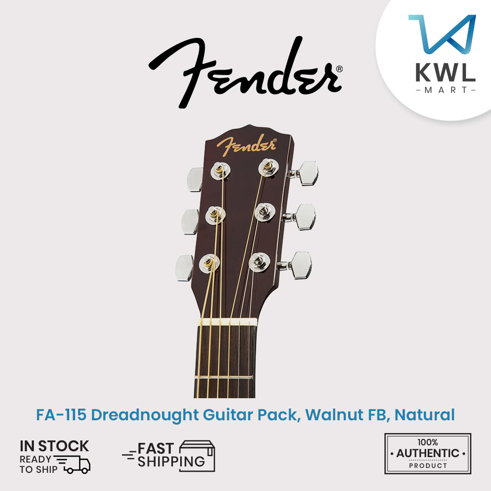Fender FA-115 Dreadnought Acoustic Guitar Pack, Walnut FB, Natural - Image 5
