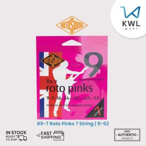 Rotosound R9-7 Roto Pinks 7 Strings Nickel Roundwound Electric Guitar Strings, Super Light 7 String Set 9-52